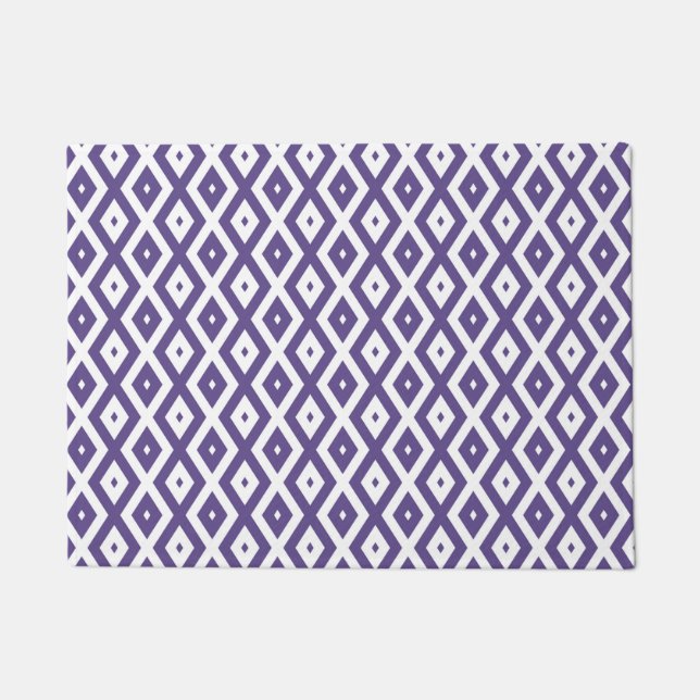 Ultraviolett-weißes Rautenmuster Fußmatte (Vorderseite)