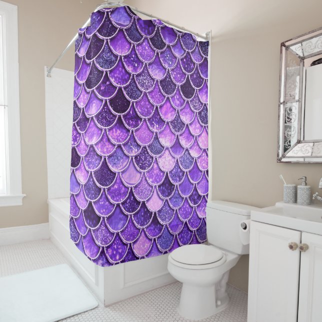 Ultraviolette Glitzer-Meerjungfrau-Skalen Duschvorhang (Beispiel)