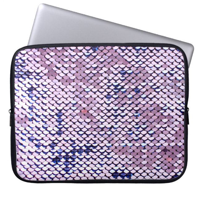 Ultraviolette, lebendige Sequenzer Glitzer glänzen Laptopschutzhülle (Vorderseite)