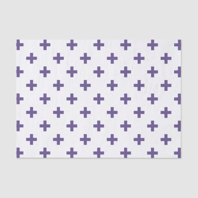 Ultraviolette Polka kreuzt auf Weiß Seidenpapier (Vorderseite)
