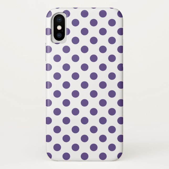 Ultraviolette Polka-Punkte auf weiß Case-Mate iPhone Hülle (Rückseite)