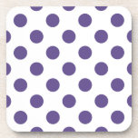 Ultraviolette Polka-Punkte auf weiß Getränkeuntersetzer<br><div class="desc">Pantone's Farbe des Jahres für 2018 ist ultraviolett.</div>