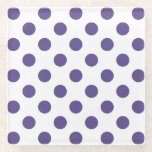 Ultraviolette Polka-Punkte auf weiß Glasuntersetzer<br><div class="desc">Pantone's Farbe des Jahres für 2018 ist ultraviolett.</div>