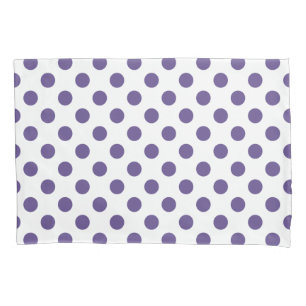 Ultraviolette Polka-Punkte auf weiß Kissenbezug