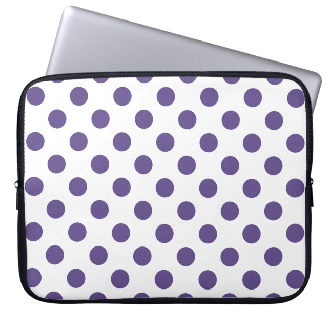 Ultraviolette Polka-Punkte auf weiß Laptopschutzhülle (Vorderseite)