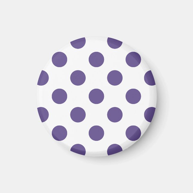Ultraviolette Polka-Punkte auf weiß Magnet (Vorne)