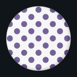 Ultraviolette Polka-Punkte auf weiß Magnet<br><div class="desc">Pantone's Farbe des Jahres für 2018 ist ultraviolett.</div>