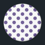 Ultraviolette Polka-Punkte auf weiß Magnet<br><div class="desc">Pantone's Farbe des Jahres für 2018 ist ultraviolett.</div>
