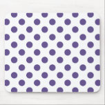 Ultraviolette Polka-Punkte auf weiß Mousepad<br><div class="desc">Pantone's Farbe des Jahres für 2018 ist ultraviolett.</div>