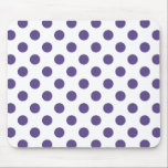 Ultraviolette Polka-Punkte auf weiß Mousepad<br><div class="desc">Pantone's Farbe des Jahres für 2018 ist ultraviolett.</div>