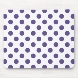 Ultraviolette Polka-Punkte auf weiß Mousepad