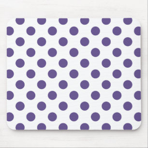 Ultraviolette Polka-Punkte auf weiß Mousepad