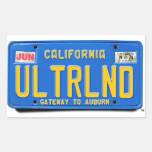 ULTRLND: CA 1974 Blue License Plate Rechteckiger Aufkleber