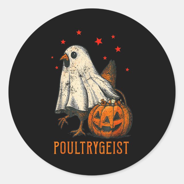 Ultrygeist Funny Halloween Chicken Ghost Costume P Runder Aufkleber (Vorderseite)