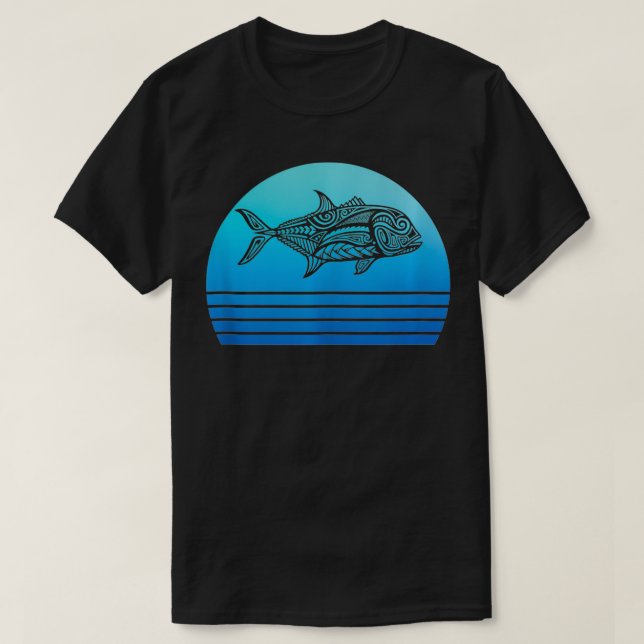 Ulua Fishing Native Hawaiian Tshirt Hawaiian Trib (Design vorne)
