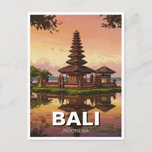 Ulun Danu Bali Indonesia Travel Postkarte (Vorderseite)
