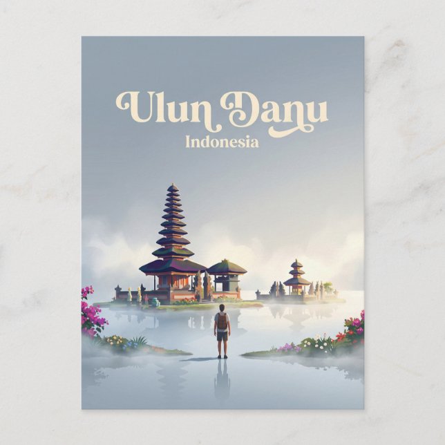 Ulun Danu Beratan Tempel Indonesien Postkarte (Vorderseite)