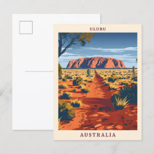 Uluru Australia Elegante Art Vintage Postkarte