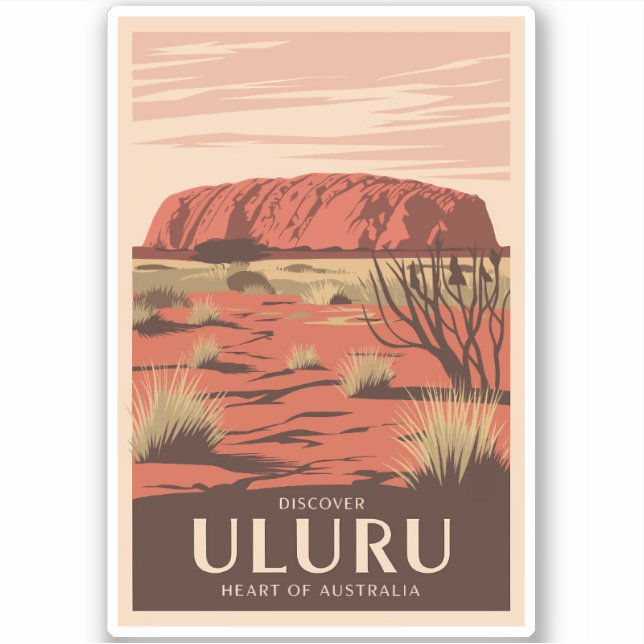 Uluru Australia Reisen Art Vintag Aufkleber (Vorderseite)