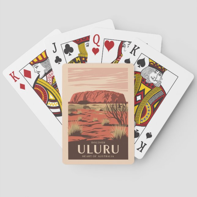 Uluru Australia Reisen Art Vintag Spielkarten (Rückseite)