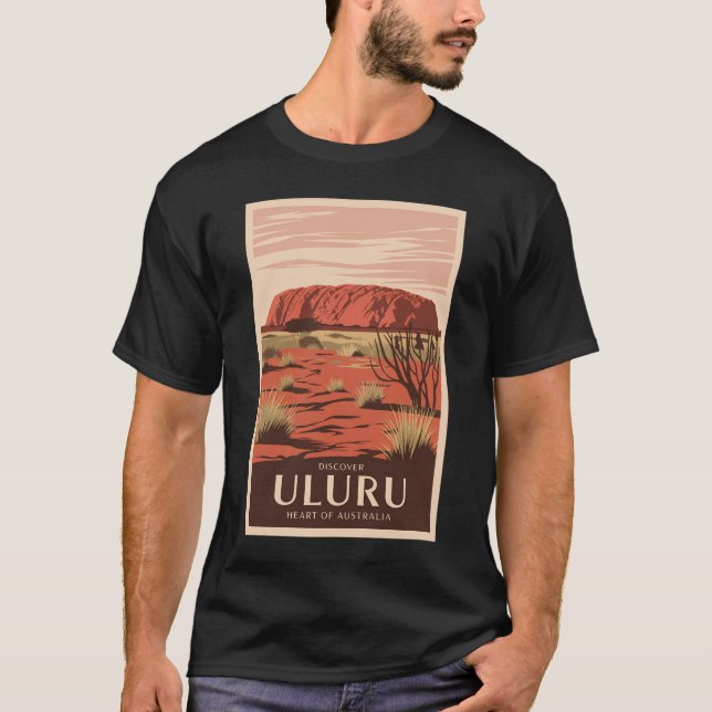 Uluru Australia Reisen Art Vintag T-Shirt (Vorderseite)