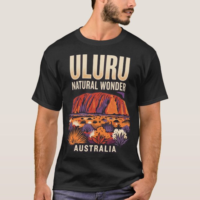 Uluru Australien Vintage-Reiseposter Retro 70er T-Shirt (Vorderseite)