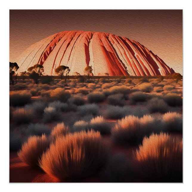 Uluru "Ayers Rock" Australia Oil Paint, Poster (Vorderseite)