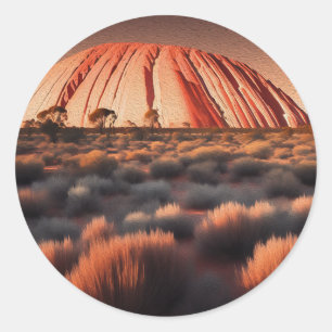 Uluru "Ayers Rock" Australia Oil Paint, Runder Aufkleber
