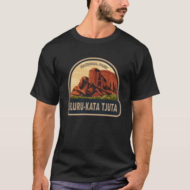 Uluru-Kata Tjuta Nationalpark Australien Emblem T-Shirt (Vorderseite)