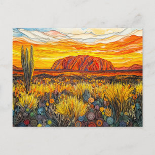 Uluru-Outback-Landschaft im Quilling-Stil Postkarte