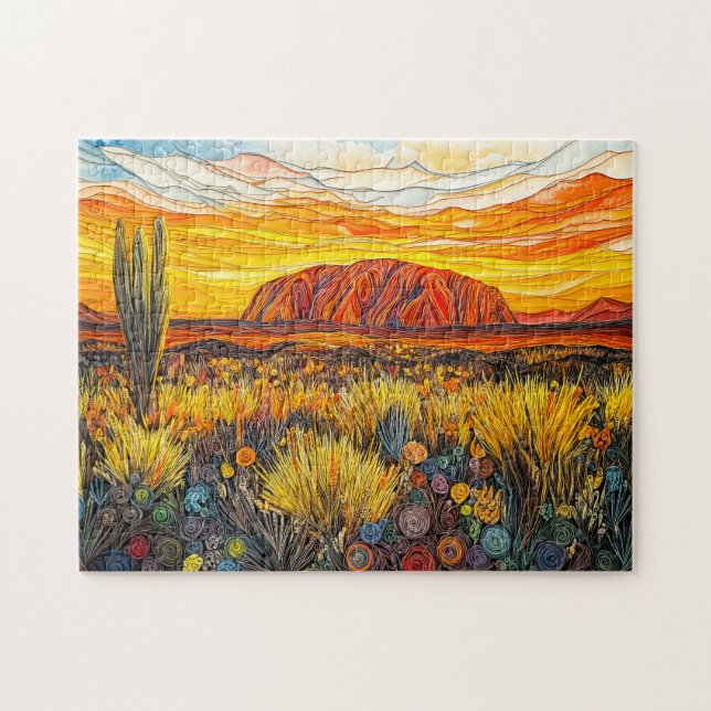 Uluru-Outback-Landschaft im Quilling-Stil Puzzle (Horizontal)