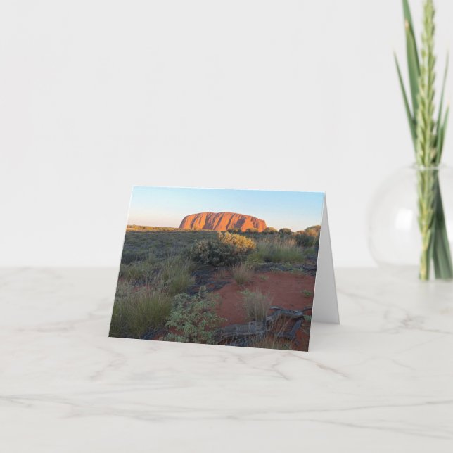 Uluru Sunrise und Wüstenflora Dankeskarte (Vorderseite)