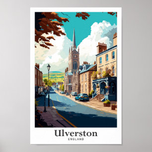 Ulverston England Travel Vintag Illustration Poster