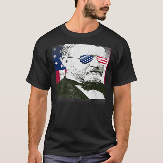 Ulysses S Grant USA Flag Patriotische amerikanisch T-Shirt (Vorderseite)