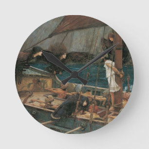 Ulysses und die Sirens von John William Waterhouse Runde Wanduhr