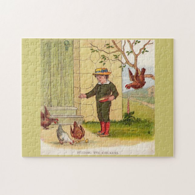 Um 1900 Fütterte die Hühner Puzzle (Horizontal)