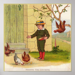 Um 1900 Fütterte die Hühnerprägung Poster
