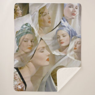 Um 1940 drucken schöne Frauen Sherpadecke