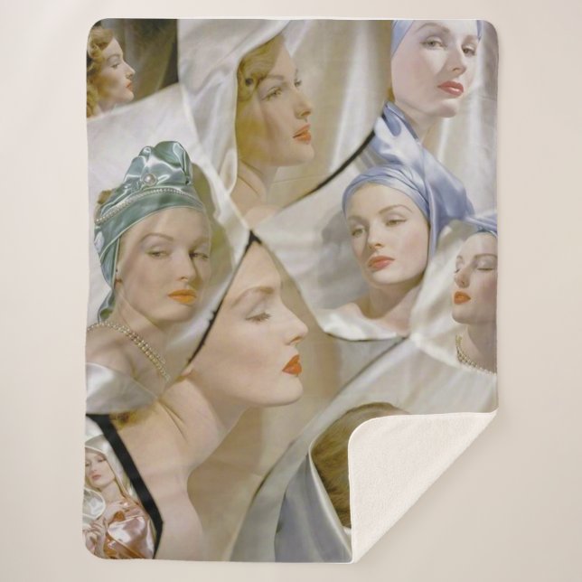 Um 1940 drucken schöne Frauen Sherpadecke (Vorderseite)