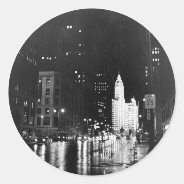 Um 1954: Ein Blick auf die Michigan Avenue Runder Aufkleber (Vorderseite)