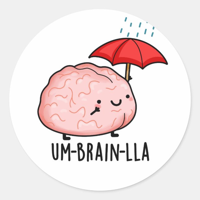Um-brain-lla Funny Brain Puns Runder Aufkleber (Vorderseite)