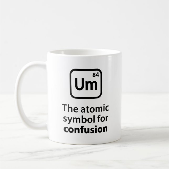 Um das Atomsymbol für Verwirrung Kaffee Tasse (Links)