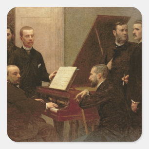 Um das Klavier 1885 Quadratischer Aufkleber