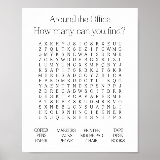 Um das Office Word Search Poster herum (Vorne)