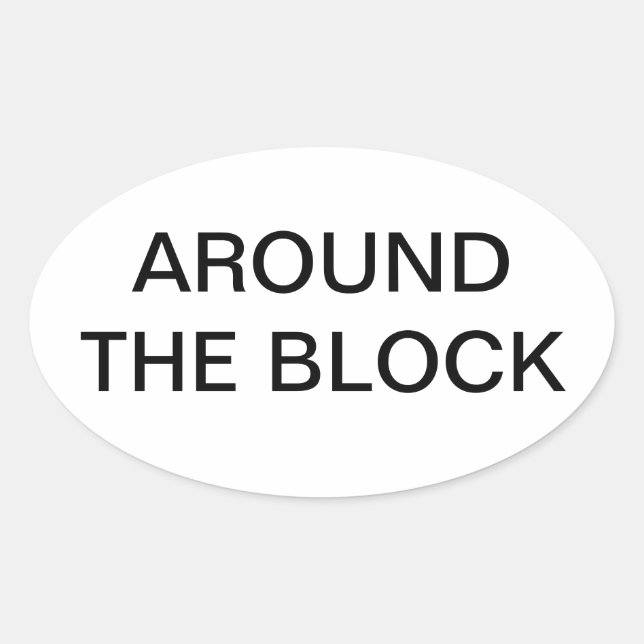 Um den Block herum Ovaler Aufkleber (Vorderseite)