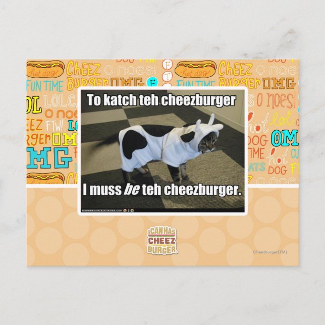 Um den Cheezburger zu kürzen Postkarte (Vorderseite)