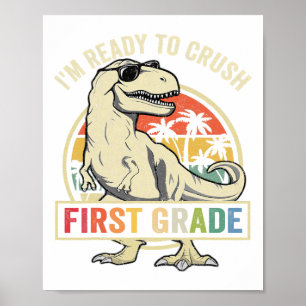 Um den ersten Grad 1. Tag der Schule Dinosaurier B Poster