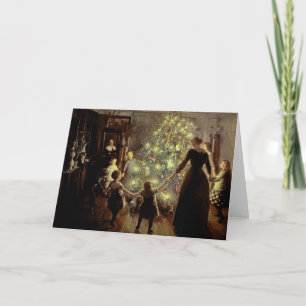 Um den Weihnachtsbaum Feiertagskarte