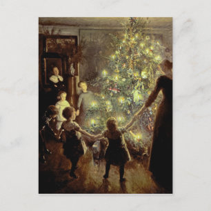 Um den Weihnachtsbaum Feiertagspostkarte