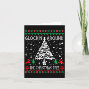 Um den Weihnachtsbaum herum mit der Glocke bewaffn Karte
